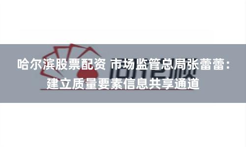 哈尔滨股票配资 市场监管总局张蕾蕾：建立质量要素信息共享通道