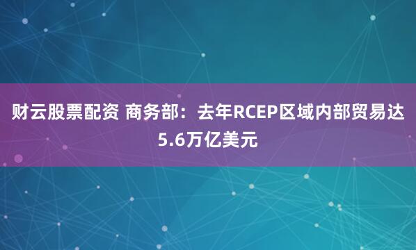 财云股票配资 商务部：去年RCEP区域内部贸易达5.6万亿美元