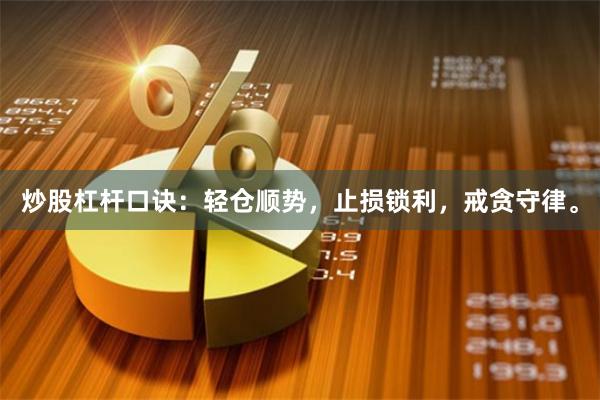炒股杠杆口诀：轻仓顺势，止损锁利，戒贪守律。